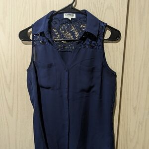 Express Women's Navy Sleeveless Top